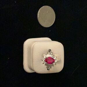 Sterling Elegant Red Gemstone Ring (C632)